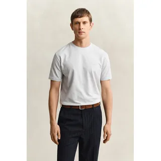 T-Shirt GANT "TONE PIQUE", Herren, Gr. L, grau melange, Jersey, Obermaterial: 100% Baumwolle, unifarben, regular fit normal, Rundhals, eingesetzt abgesteppte Kante, Shirts T-Shirt, Regular fit mit Rundhalsausschnitt