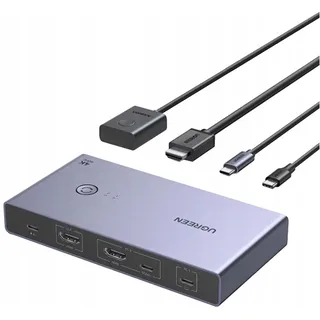 UGREEN 2 Computer, 1 Monitor KVM-Switch, USB-C, HDMI, 4K, 60 Hz – Grau - Grau