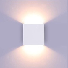 Glighone Dimmbar Wandlampe LED, 10W Weiß Aluminum Modern LED Wandleuchte Innen Licht Up Down Wandlicht für Wohnzimmer, Schlafzimmer, Flur, Balkon, Treppen, Warmweiß 3000K