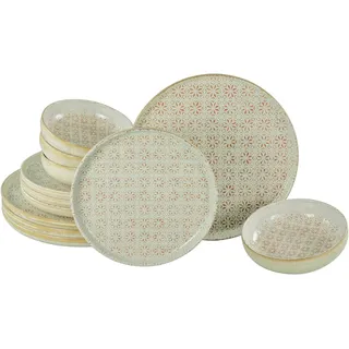 CreaTable Uno Emiliana Tafelservice 12-tlg. rot/Shabby Look