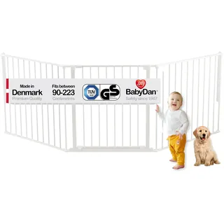 Baby Dan BabyDan Flex L, 90-223 cm, Treppenschutzgitter/Raumteiler, Weiß, Hergestellt in Dänemark - Schutzgitter/Sicherheitsgitter (Haustiergitter/Hundegitter/Hundelaufstall)