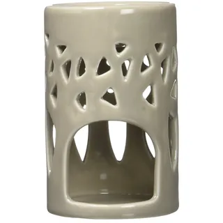 Zen’Arôme Duftlampe für Ätherische Öle & Duftwachs – Kerzenhalter für Teelicht, Windlicht für Aromatherapie aus Grauer Keramik mit Lichtprojektion - Höhe: 11 cm