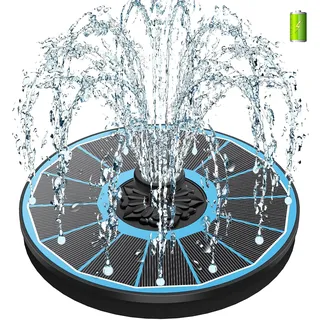 SZMP Solar Springbrunnen 2025 Neu 3.5W Solar Teichpumpe - Arbeiten an Trüben Tagen - Eingebaute 2000mAh Batterie, Solar Schwimmender Fontäne Pumpe mit 8 Düsen für Garten, Vogel-Bad, Fisch-Behälter