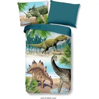 Good Morning Kinder Bettwäsche mit dino- 140x200 cm- 100%  Baumwolle - Bunt