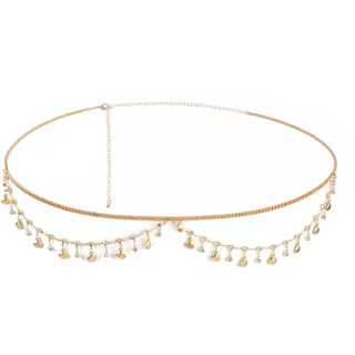 Faletony Mode Glitzer Kettengürtel Strassgürtel Damen Eleganter Taillenkette Gürtel Schmaler Kettengürtel Doppelschichtige Taillenkettengürtel für Mädchen und Frauen Jeans Kleider