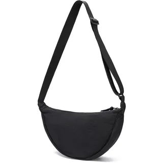 YIKOEE kleine Umhängetasche-Tasche für Damen und Herren, kleine Halbmondform, Schwarz, Small