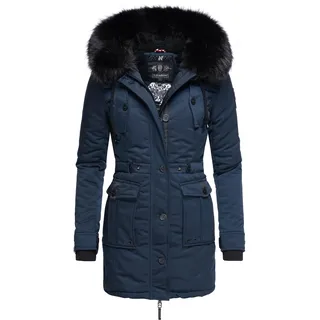 Navahoo Wintermantel »Wintermantel Luluna Prc edler Parka mit großer Kunstfellkapuze blau