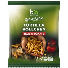 biozentrale Tortilla Röllchen Chips | 12 x 125 g Chips Bio und leckere Tortilla Rolls | Ideal für Salsa Dip & Tortilla Dip | Alternative zu Paprika Chips & Nachos