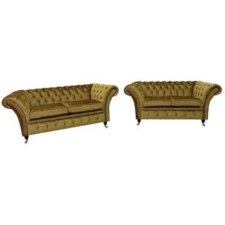 Chesterfield Sofagarnitur Polster Set Couch Garnituren Wohnzimmer Leder Sofa