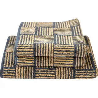 Dyckhoff Handtuch Set »Golden Shades Basket« 3 Stk. Walkfrottier mit graphischem Muster;2 Handtücher (50x100cm), 1 Duschtuch (70x140cm), goldfarben