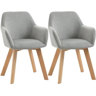 Homcom Esszimmerstuhl Samt grau 2er Set