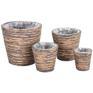 Blumentopf Rattan braun Pflanzkorb 4er Set 27cm