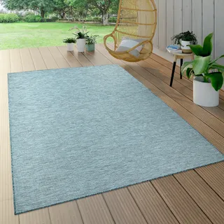 Outdoor Teppich Balkon Terrasse Grau Rosa Grün Pastellfarben Flachgewebe Grösse 60x100 cm - Petrol