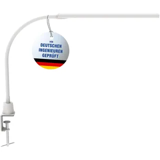 Maul LED Tischleuchte MAULpirro | Dimmbare Klemmleuchte für Schreibtisch | Moderne Schreibtischlampe LED mit 4-Stufen-Dimmer | Schreibtischlampe mit 3000K Farbtemperatur | Weiß