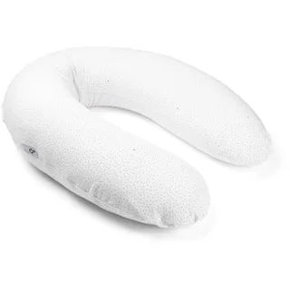 Doomoo Still-& Schwangerschaftskissen Buddy, 180cm inkl. Bezug aus Bio-Baumwolljersey, mit feiner EPS-Mikroperlenfüllung, Oeko-TEX Standard 100, Silver Dots