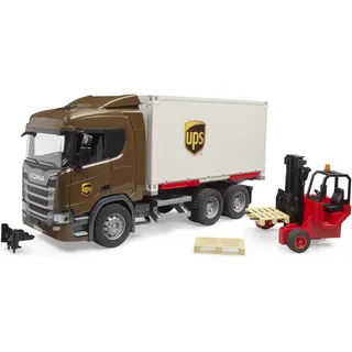 Bruder 03582 - Scania Super 560R UPS Logistik-LKW mit Mitnahmestapler braun 1:16