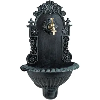 Relaxdays Wandbrunnen , Dunkelgrün , Metall , 37.5x61.5x20 cm , Dekoration, Gartendeko