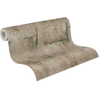 A.S. Création Vliestapete Beton (Braun-Grau-Grün, Betonoptik mit modernem Industrial-Charme