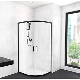 Aurlane Factory Runddusche mit Schiebetür 90 x 200 cm schwarz/transparent D648360641500