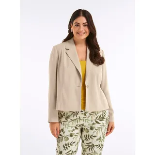 Kurzblazer SHEEGO "Kurzblazer", Damen, Gr. 52, beige, 100% Polyester, Blazer Kurzblazer