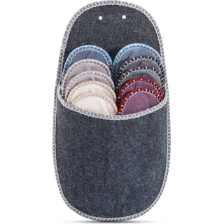 ONVAYA® ABS Gästepantoffel | Hausschuhe Set Filz 11 tlg. grau | Antirutsch Sohle | Filzpantoffel | Gr. 36-45 - Grau