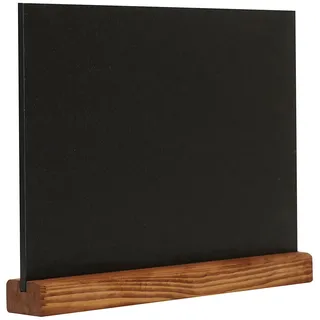 EUROPEL Tischaufsteller Kreidetafel A4 Quer, Sockel aus Kiefernholz, Naturholz-Finish, für Kreidemarker auf Wasserbasis, zweiseitige Darstellung, für Restaurants, Hotels, Konferenz, Festivals, Schwarz