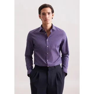 Businesshemd SEIDENSTICKER "Schwarze Rose", Herren, Gr. XL (43), normale Ärmellängen, lila, 100% Baumwolle, bedruckt, regular fit, 2-Knopf-Manschette, Hemden Businesshemd, Regular 1/1 Kentkragen Druck