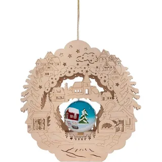 Myflair Möbel & Accessoires Dekoobjekt »Weihnachtsdeko mit LED Beleuchtung« mit drehbarer Weihnachtskugel, aus Holz, Höhe ca. 32 cm, beige