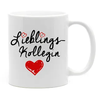 "Lieblingskollegin" Tasse in hochwertiger Qualität, beidseitig bedruckt. Für die beste Kollegin in jedem Büro. Da freut sich jede Kollegin, Chefin oder Freundin bei der Arbeit drauf. (Weiß)