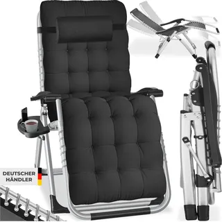 tectake® Sonnenliege Cloud klappbar 84 x 168 x 82,5 cm, mit Ablagetisch