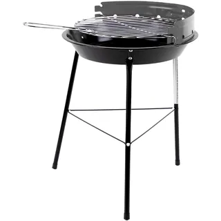 Mobiler Holzkohlegrill kleiner Rundgrill für 2 bis 3 Personen Grillfläche ca. Ø 32 cm Sicherer Stand dank 3 stabiler Beine Schwarz/Rot - Schwarz, Rot