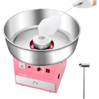 Vevor elektrische Zuckerwattemaschine kommerzielle Zuckerwattegeräte (1000 W) mit 52 cm Edelstahlschüssel & Zuckerlöffel & Schublade, perfekt für Kindergeburtstage Familienfeiern Partys Rosa