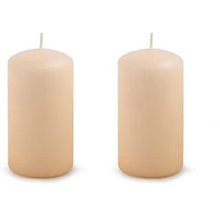 DONAU HOME Stumpenkerzen Klassische Kerze/Creme, Beige/ 1 Stück / 13 x Ø 7 cm Unparfümiert/zur Dekoration / 49 Stunden Brenndauer/Deko Kerzen Wachskerze/Tischkerzen Altar-Kerze (Packung mit 2)