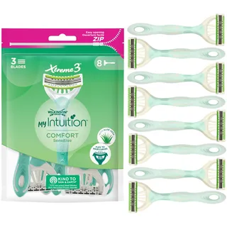 Wilkinson Sword - MyIntuition Comfort Sensitive Xtreme 3 - Einwegrasierer - Rasierer mit 3 flexiblen Klingen für Frauen - Gleitstreifen mit Aloe und Jojoba - Packung mit 8 Stück