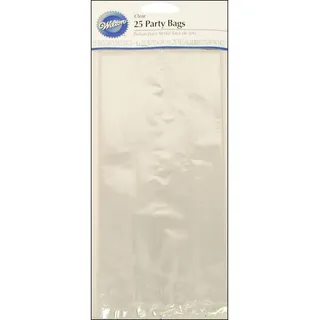 Wilton Transparente Tüten für Mitgebsel Kindergeburtstag Gastgeschenke; Schokolade, Süßigkeiten, Lollis, Cake Pops, Süßigkeiten, Bonbon, Plastiktüten mit Twist Krawatten - 25 Stück