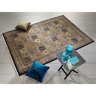 OCI DIE TEPPICHMARKE Orientteppich »Vasuki« rechteckig 4 mm Höhe hochwertig handgeknüpft, mit Fransen, Wohnzimmer, blau