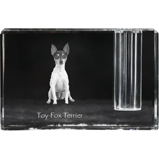 Toy Fox Terrier, American Toy Terrier, Amertoy - Stifthalter, Kristallorganizer mit Hundefoto, einzigartige Schreibtischdekoration der Marke Art-Dog