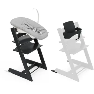 Stokke Tripp Trapp Hochstuhl schwarz (inklusive Stuhl und Babyset2) mit Babyset - sicheres, verstellbares und ergonomisches Design