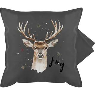 Shirtracer Kissenbezug - Weihnachtskissen Christmas Hirsch Motiv Geschenk Weihnachten I Wintermotiv Geschenk mit Hirsch Geschenke Jäger Geschenkidee Weihnachten I Jagdgeschenke - 50 x 50
