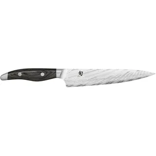 KAI Shun Nagare Allzweckmesser 15 cm Klingenlänge - 72 Lagen Damaszenerstahl VG 2 & VG 10 Dual-Core-Klinge - Pakkaholz grauschwarz - Handgefertigt in Japan - kleines Kochmesser schmal geschmiedet