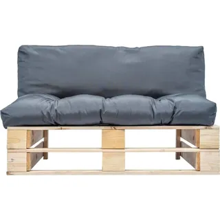 vidaXL Outdoor-Sofa Paletten mit Kissen in Grau Kiefernholz - Grau