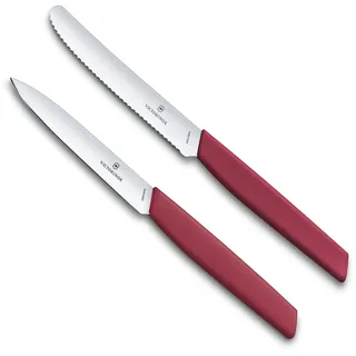 Victorinox Swiss Modern Gemüsemesser-Set 2-teilig, Tomatenmesser, Gemüsemesser, Wellenschliff, Gerader Schliff, Extra Scharf, Swiss Made