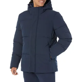 Amazon Essentials Mittellanger Puffermantel mit Kapuze für Herren (erhältlich in Big & Tall), Marineblau, Größe XL
