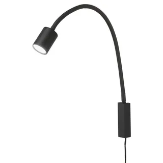 Fischer & Honsel Fischer & Wandleuchte - Bettleuchte JUSTI, Schwarz, Schwanenhals Leseleuchte, Breite 6cm