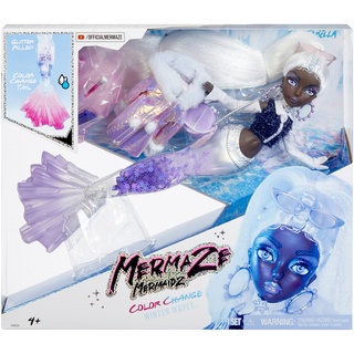 mermaze mermaidz Winter Waves - CRYSTABELLA - Meerjungfrauen-Puppe, Flosse mit Farbwechsel, Schwanz mit Glitzerfüllung und Accessoires - Für Kinder und Sammler ab 4 Jahren