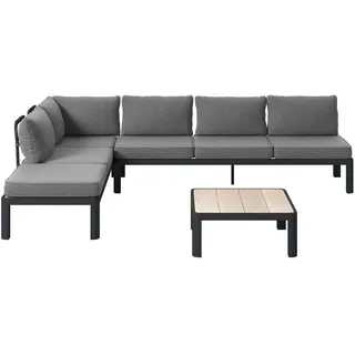 Ambia Garden Loungegarnitur , Naturfarben, Dunkelgrau, Grau , Metall, Kunststoff, Textil , Füllung: Schaumstoff,Polyester , L-Form, einzeln stellbar , 300x222 cm , rostfrei, wetterbeständig , Gartenmöbel, Loungemöbel, Loungegarnituren