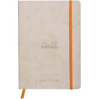Rhodia 117745C Notizheft Goalbook (DIN A5, 14,8 x 21 cm, Dot, praktisch und trendige, mit weichem Deckel, 90g, elfenbeinfarbigem Papier, 120 Blatt, Gummizug, Lesezeichen) 1 Stück, Beige