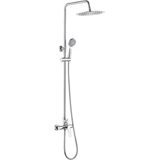 Ibergrif Praga - Duschsystem mit Regendusche, Brauseschlauch, Handbrause, Brausehalter, Duschstange, Chrom