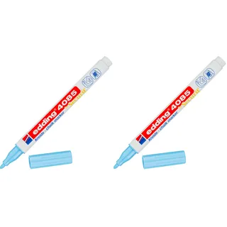 edding 4085 Kreidemarker - pastell-blau - 1 Kreidestift - Rundspitze 1-2 mm - dünner Kreidestift für Tafel abwischbar - zum Beschriften von Fenster, Glas, Spiegel - Tafelstift mit deckenden Farben