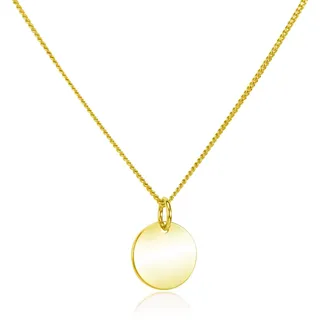 Damen Halskette Silber 925 mit rundem Plättchen Gravur Anhänger CO-27 | Feine Kette mit Anhänger aus 925 Sterling Silber rhodiniert oder vergoldet 42-46cm für Frauen von MATERIA by Matthias Wagner